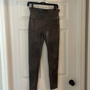 Spanx faux leather crocodile green leggings